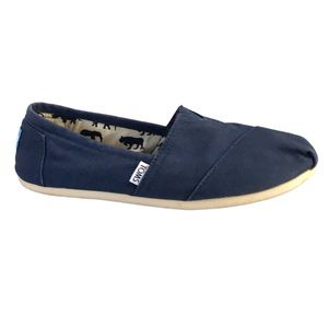 Tom’s Classic Blue Canvas Animal Lining Slip-On Shoe. Size-10 GUC